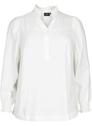Bluse med volangkrage, Cloud Dancer