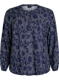 Langermet bluse med mønster og knapper, Naval A. AOP