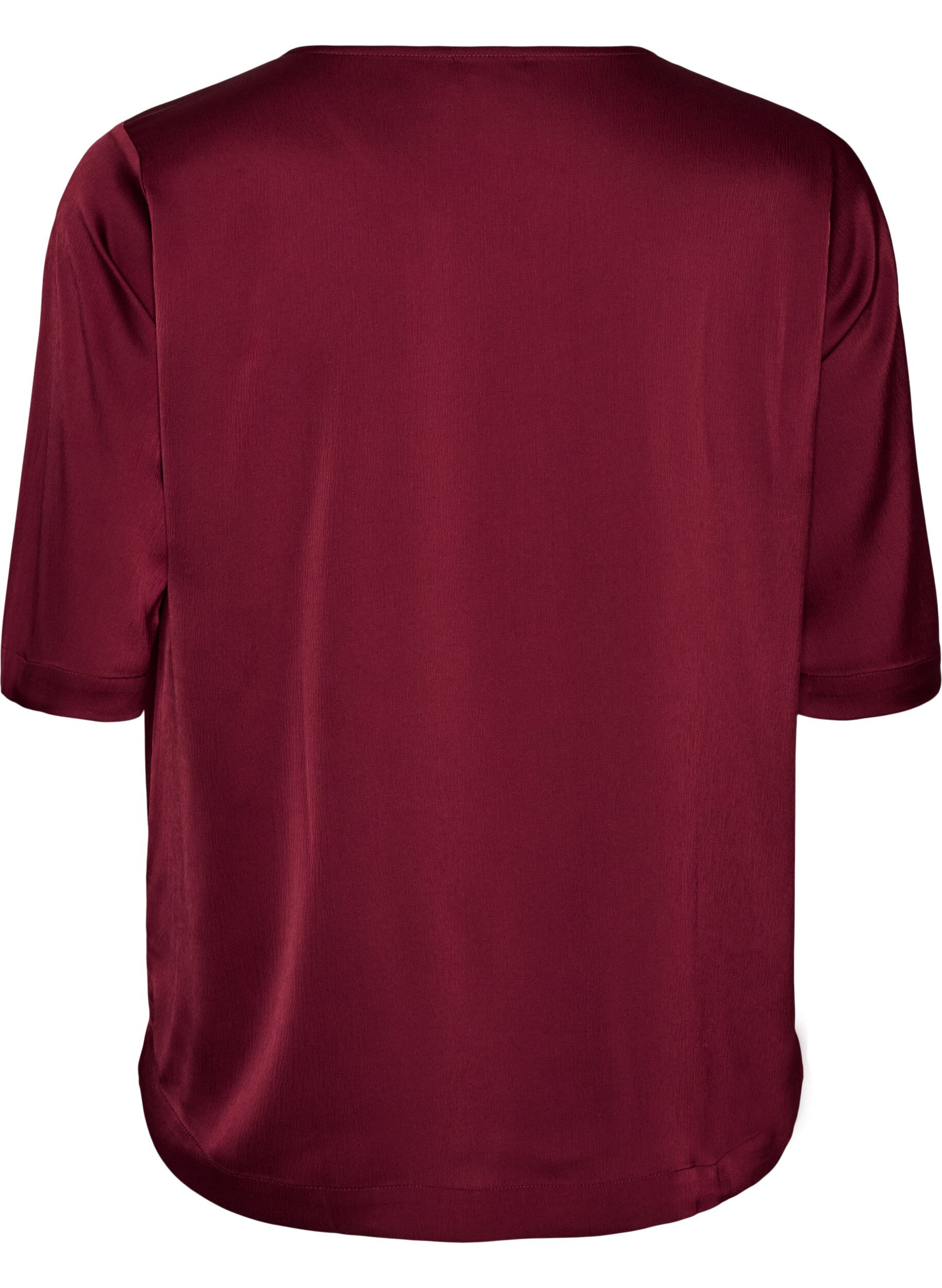 ZizziSatengbluse med albuelange ermer, R&oslash;d, Packshot image number 1
