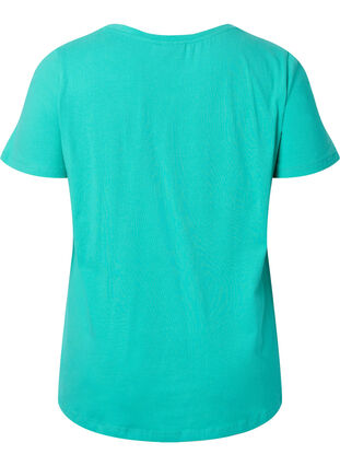 Ensfarget basis T-skjorte i bomull, Aqua Green, Packshot image number 1