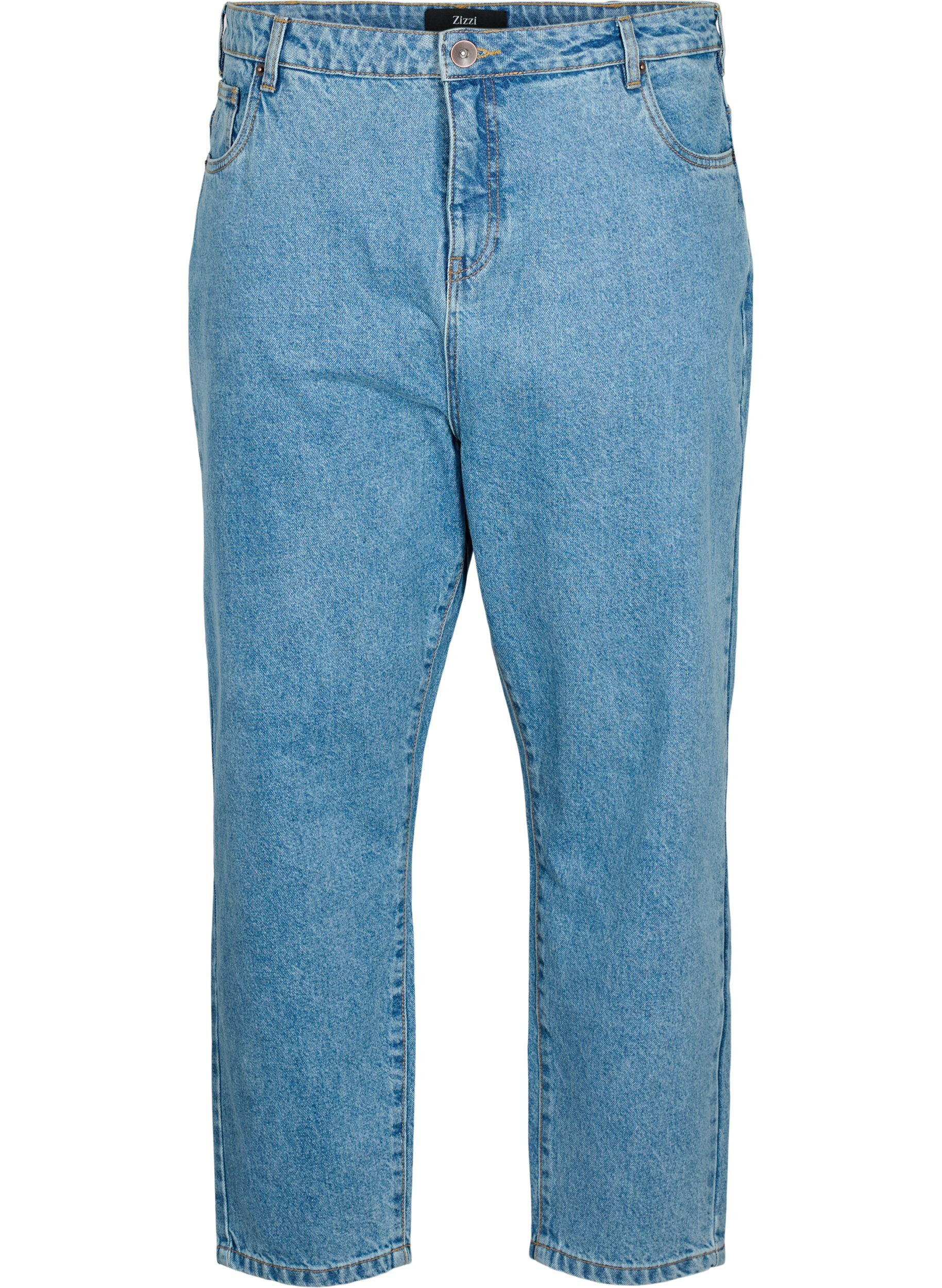 Zizzi Cropped Mille jeans med h&oslash;yt liv, Light blue denim, Packshot image number 0