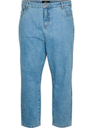 Cropped Mille jeans med høyt liv, Light blue denim