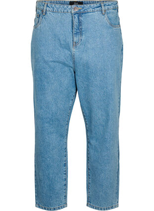 Cropped Mille jeans med høyt liv, Light blue denim, Packshot image number 0