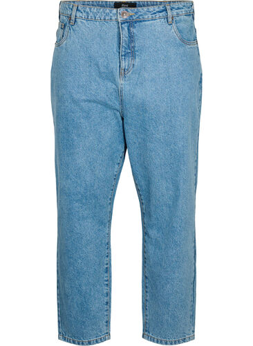 Cropped Gemma jeans med høyt liv, Light blue denim, Packshot image number 0