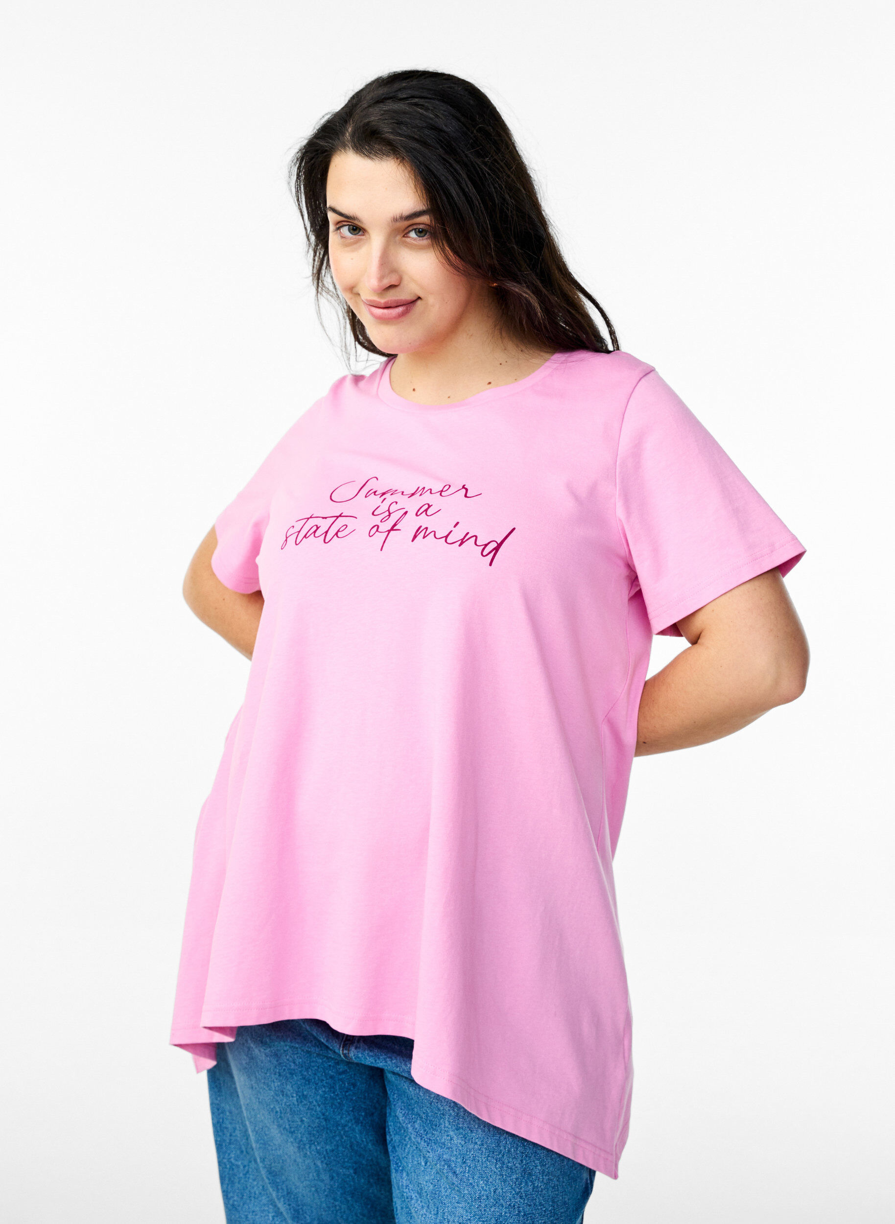 ZizziT-skjorte med rund hals og A-linje form, Rosa, Model image number 0