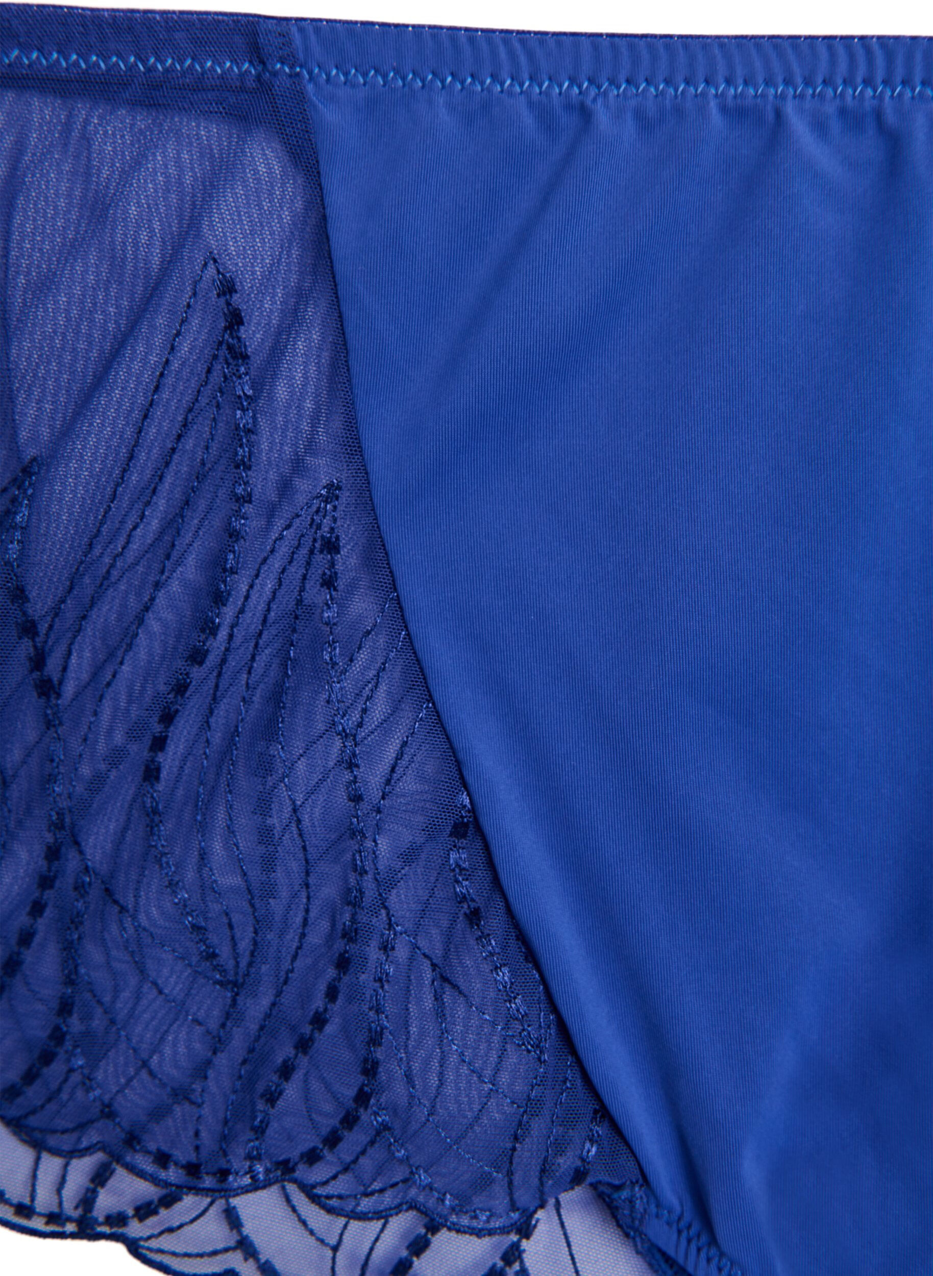 Zizzi Mikrofiber hipster-truser med blonder p&aring; sidene, Bl&aring;, Packshot image number 2