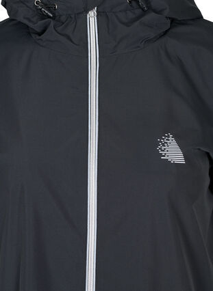 Zizzi Regnjakke med hette og refleksdetaljer, Black, Packshot image number 2