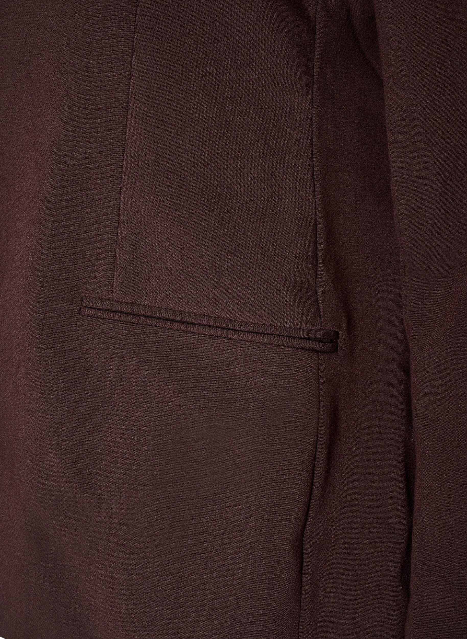 ZizziKlassisk blazer med enkel knappelukking, Brun, Packshot image number 3