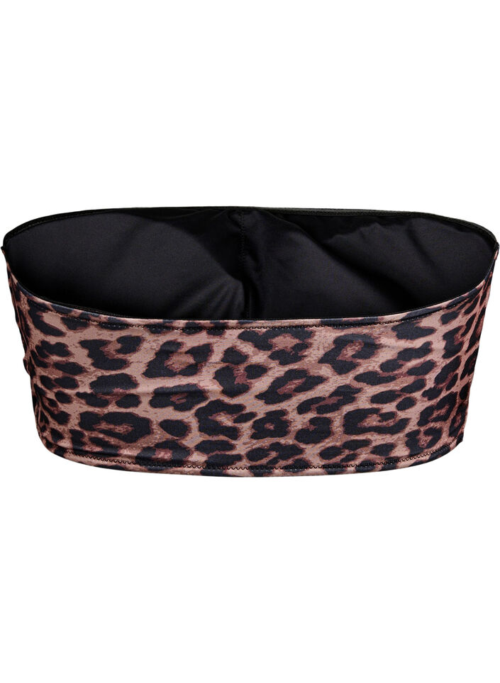 Leopardmønstret bandeau bikinitopp, Beige, Packshot image number 1