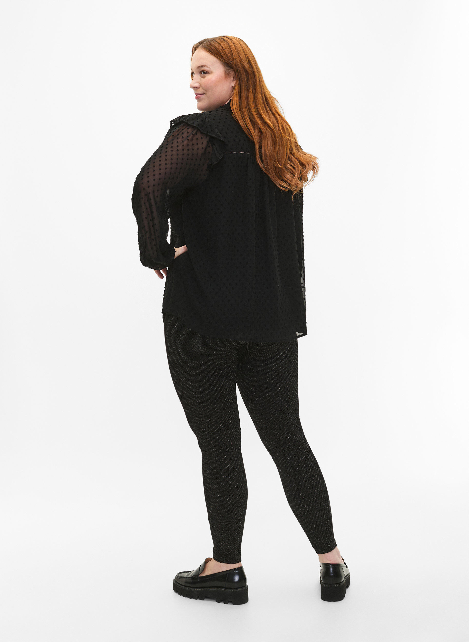 Zizzi S&oslash;ml&oslash;s glittertights, Black Gold Lurex, Model image number 1