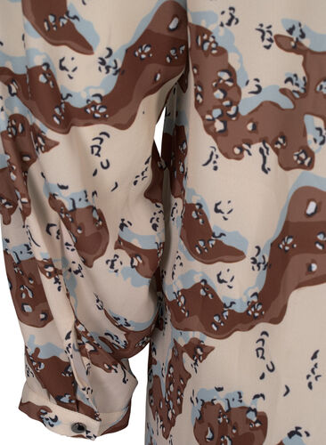Mønstrete kjole med lange ermer og knapper, Camouflage AOP, Packshot image number 3