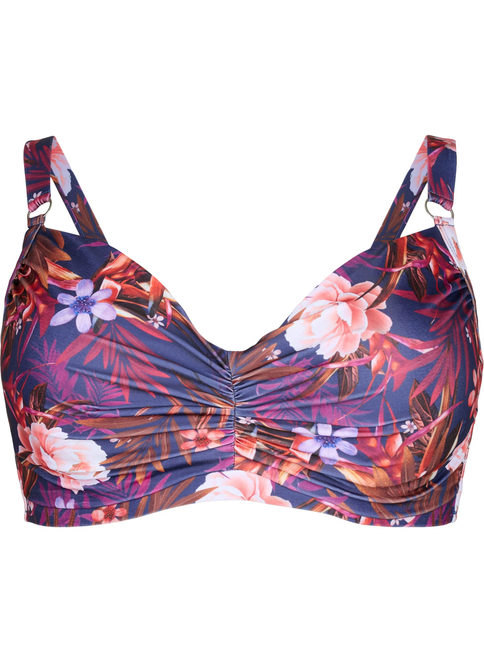 Zizzi Bikini-BH med trykk og b&oslash;yle, Purple Flower, Packshot image number 0
