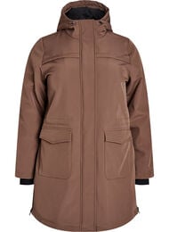 Vannavvisende softshell jakke med vattert f&ocirc;r, Brun