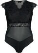 Bodystocking med blondekant og mesh, Black, Packshot image number 0
