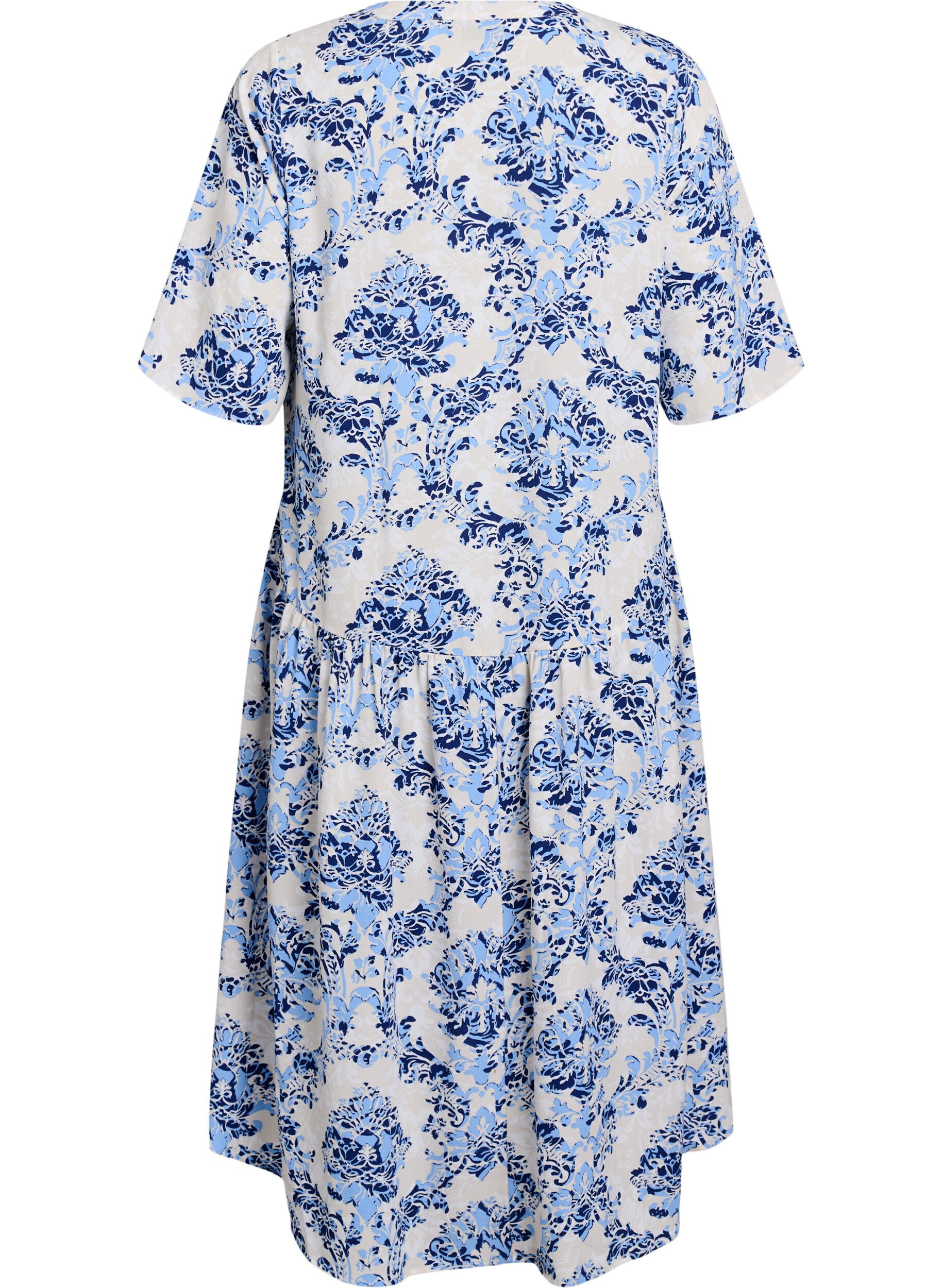 Zizzi Midikjole i A-linje med korte ermer, Beige, Packshot image number 1