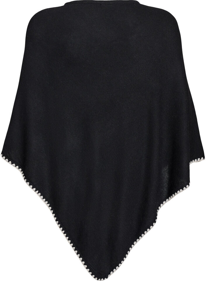 Finstrikket poncho, Svart, Packshot image number 1