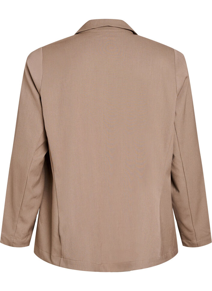 Åpen blazer med lommer, Brun, Packshot image number 1