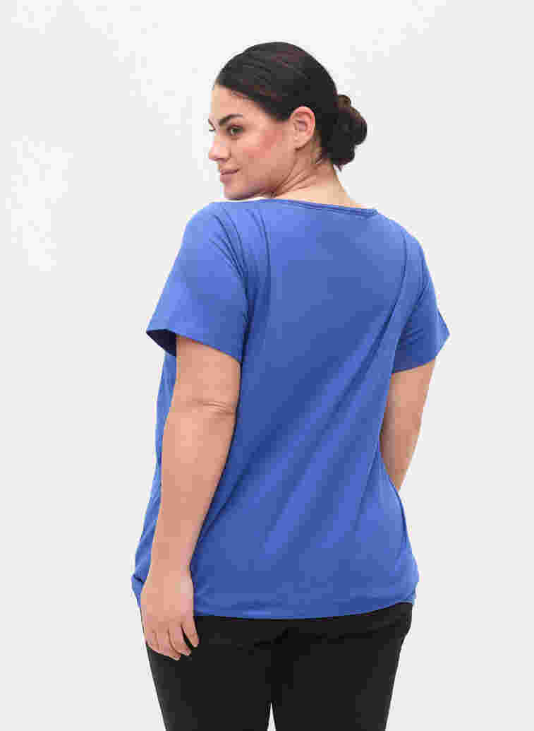 T-skjorte i bomull med korte ermer, Dazzling Blue, Model image number 1