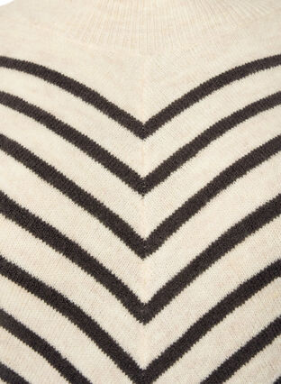 Strikket bluse med diagonale striper, Birch Mel. w stripes, Packshot image number 2