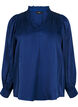 Langermet bluse med volanger og V-hals, Estate Blue, Packshot image number 0
