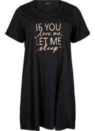 Kortermet nattkjole i økologisk bomull, Svart