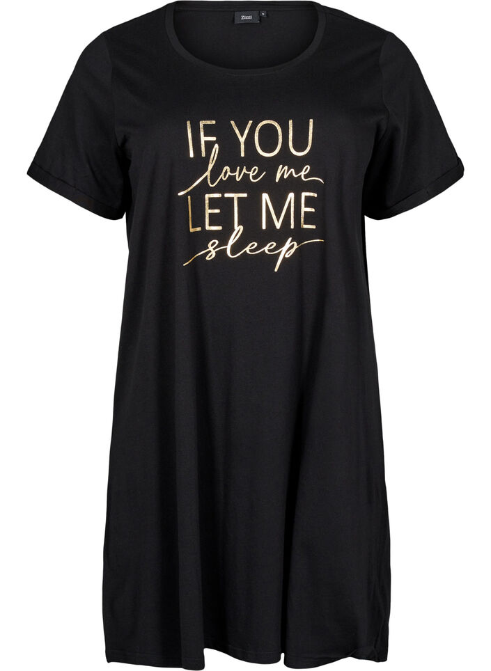 Kortermet nattkjole i økologisk bomull, Svart, Packshot image number 0