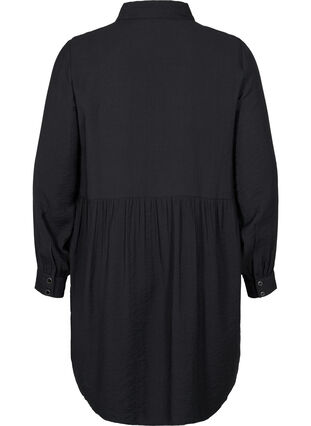 Ensfarget skjortekjole med A-form, Black, Packshot image number 1