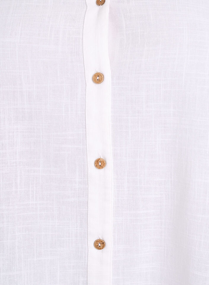 Bluse i bomull med V-hals, Hvit, Packshot image number 2