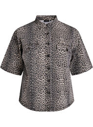 Denimskjorte med leopardmønster og korte ermer, Leopard