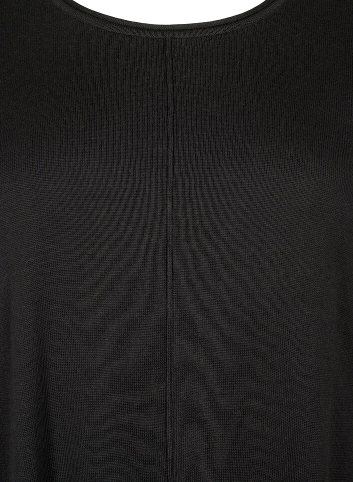 Strikket bluse i bomull og viskoseblanding, Svart, Packshot image number 2
