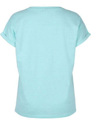 Melert T-skjorte i bomull, Aqua Splash Melange, Packshot image number 1