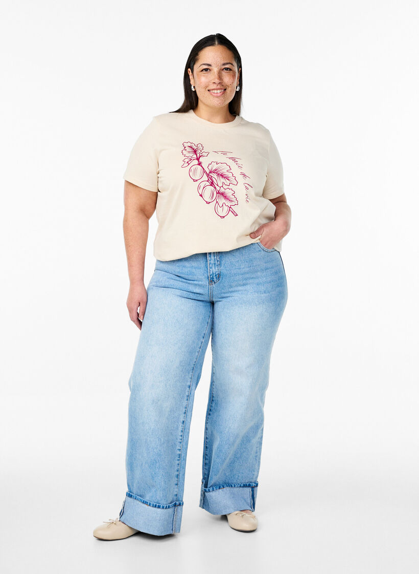 Jeans med vide ben og oppbrett, L.B.Denim, Model