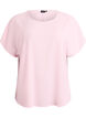 Bluse med korte ermer og rund hals, Rosa, Packshot image number 0