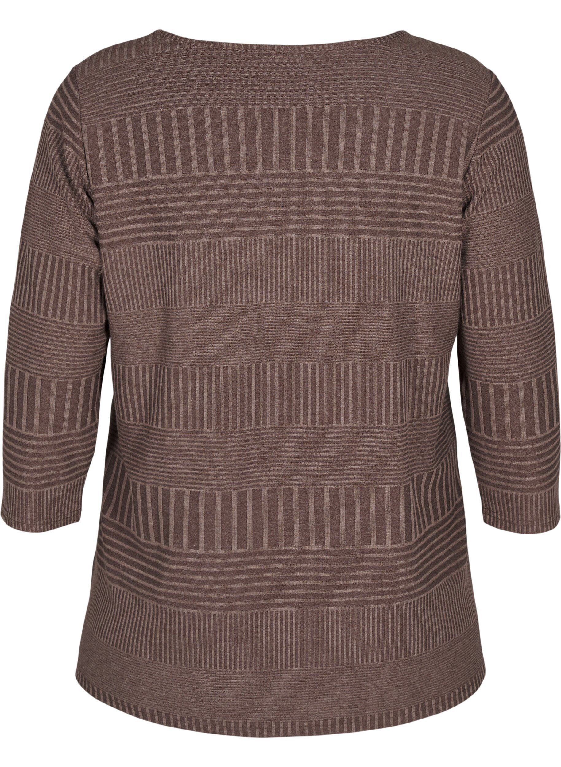 Zizzi Bluse med 3/4-ermer og stripem&oslash;nster, Ch. Martini Mel., Packshot image number 1