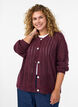 Strikket cardigan med &aring;pent m&oslash;nster, M&oslash;rk Bordeaux, Model image number 0