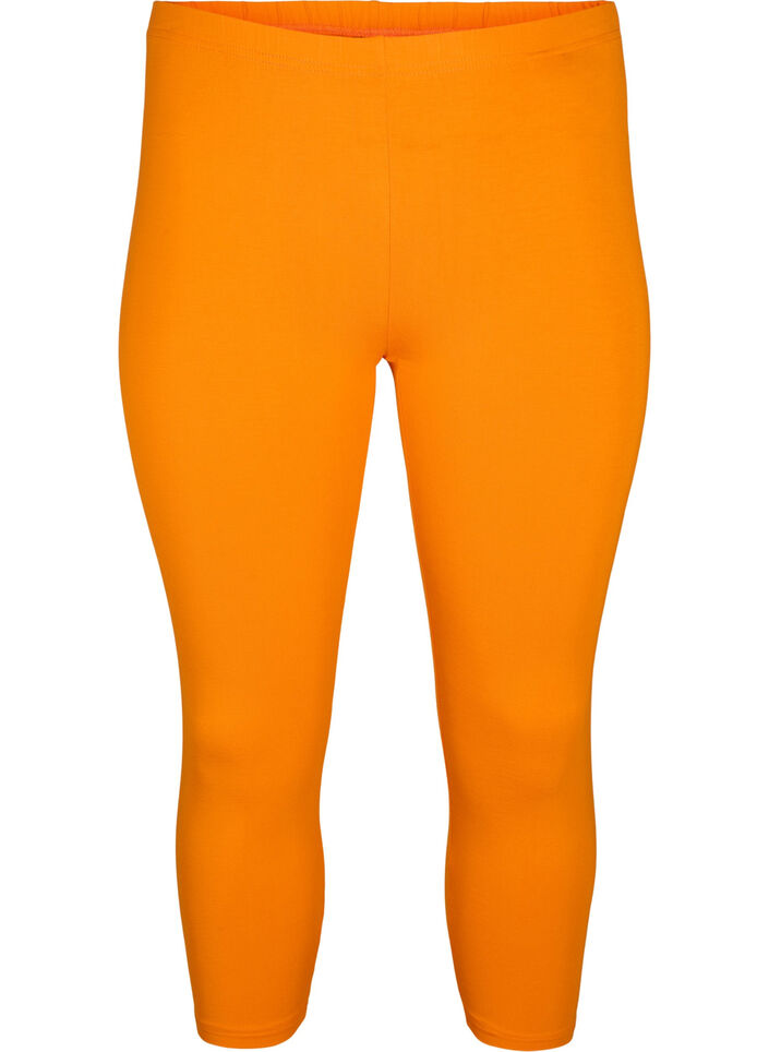 Basic 3/4-length viskosetights, Orange, Packshot image number 0