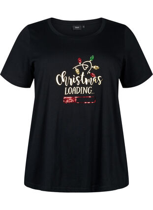 Jule t-skjorte med paljetter, Black W. Loading, Packshot image number 0