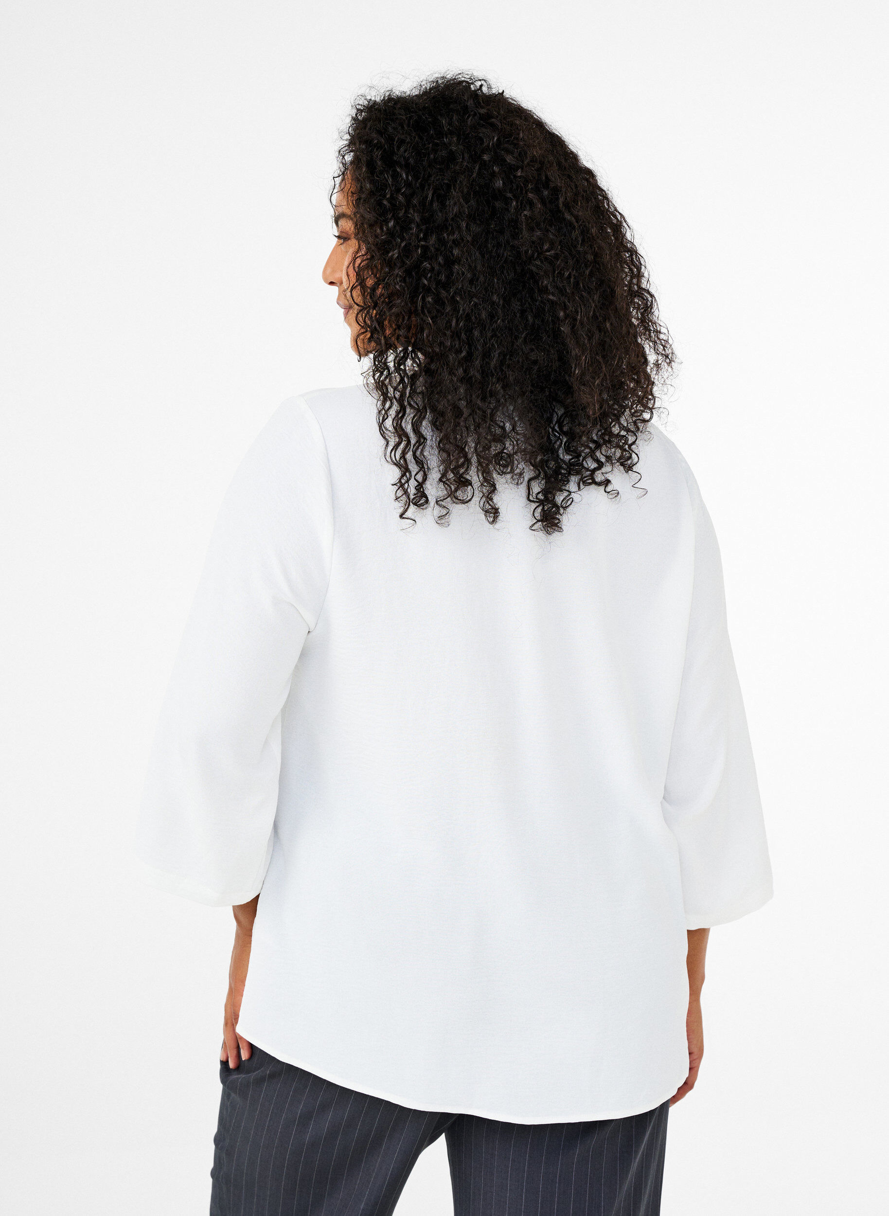 ZizziBluse med 3/4 ermer, Vanilje, Model image number 2