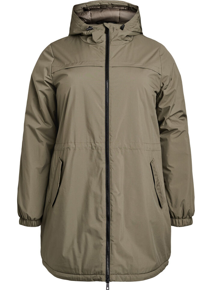 Lett polstret parka med hette, Gr&oslash;nn, Packshot image number 0
