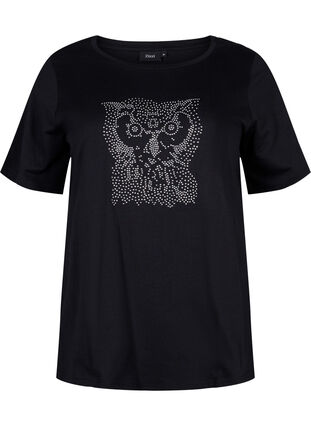 T-skjorter med nagler i økologisk bomull, Black Owl, Packshot image number 0