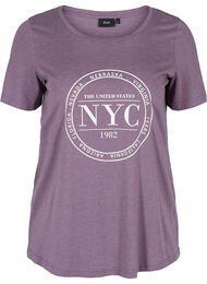 Melert T-skjorte med trykk, Vintage Violet Mel.