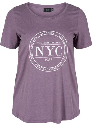 Melert T-skjorte med trykk, Vintage Violet Mel., Packshot image number 0