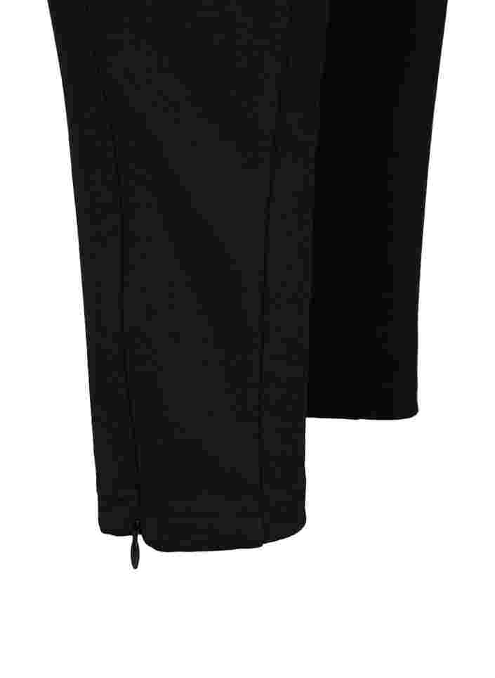 Leggings med strikk og glidelås, Black, Packshot image number 3