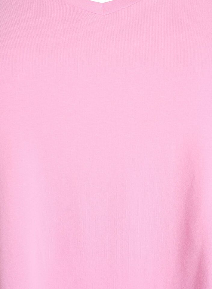 Ensfarvet basic bomulls T-skjorte, Rosa, Packshot image number 2