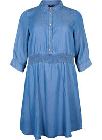 Myk denimkjole med 3/4-ermer og smock