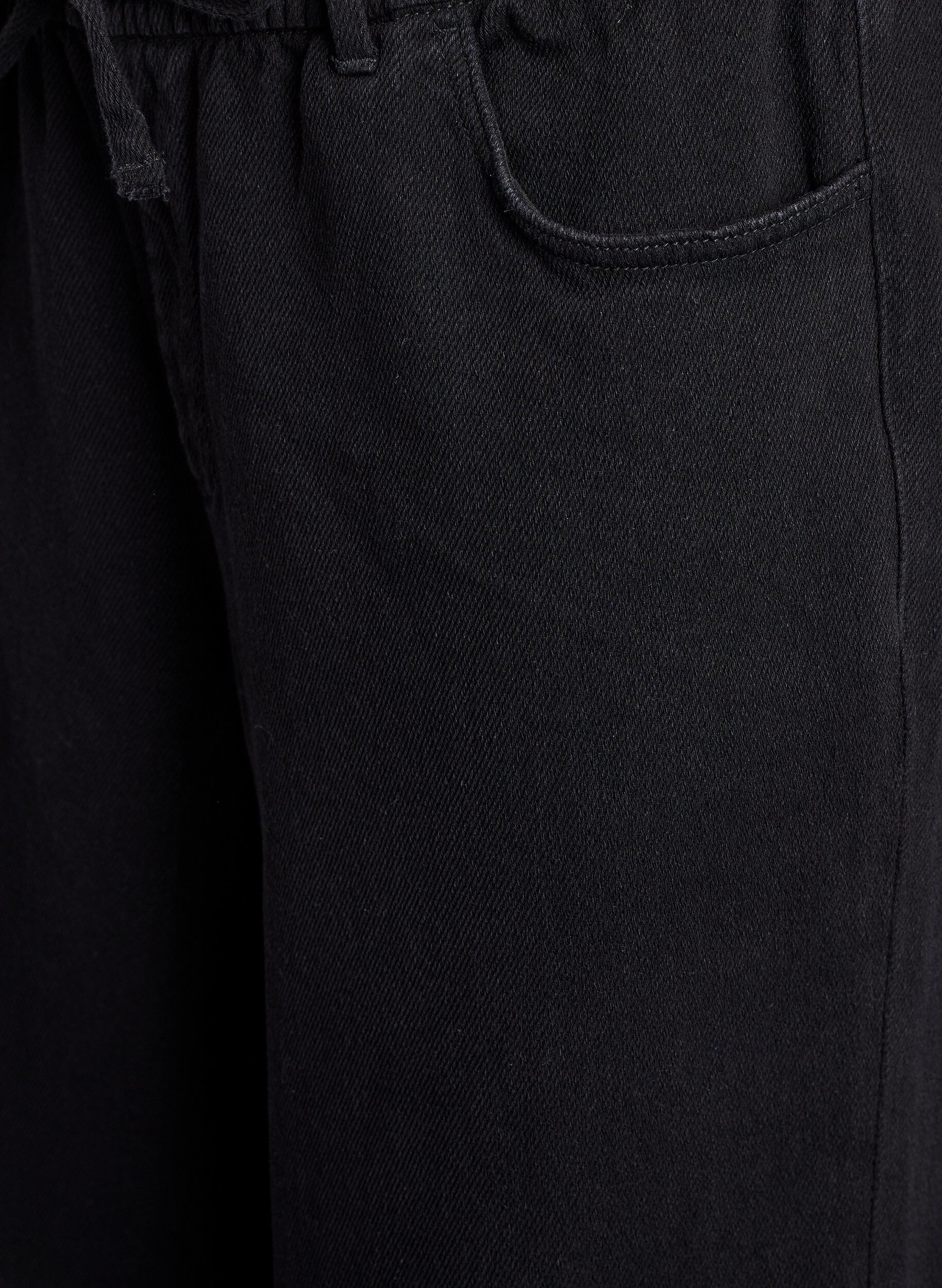 ZizziLoose fit-jeans med elastisk linning og sn&oslash;ring, Svart, Packshot image number 2