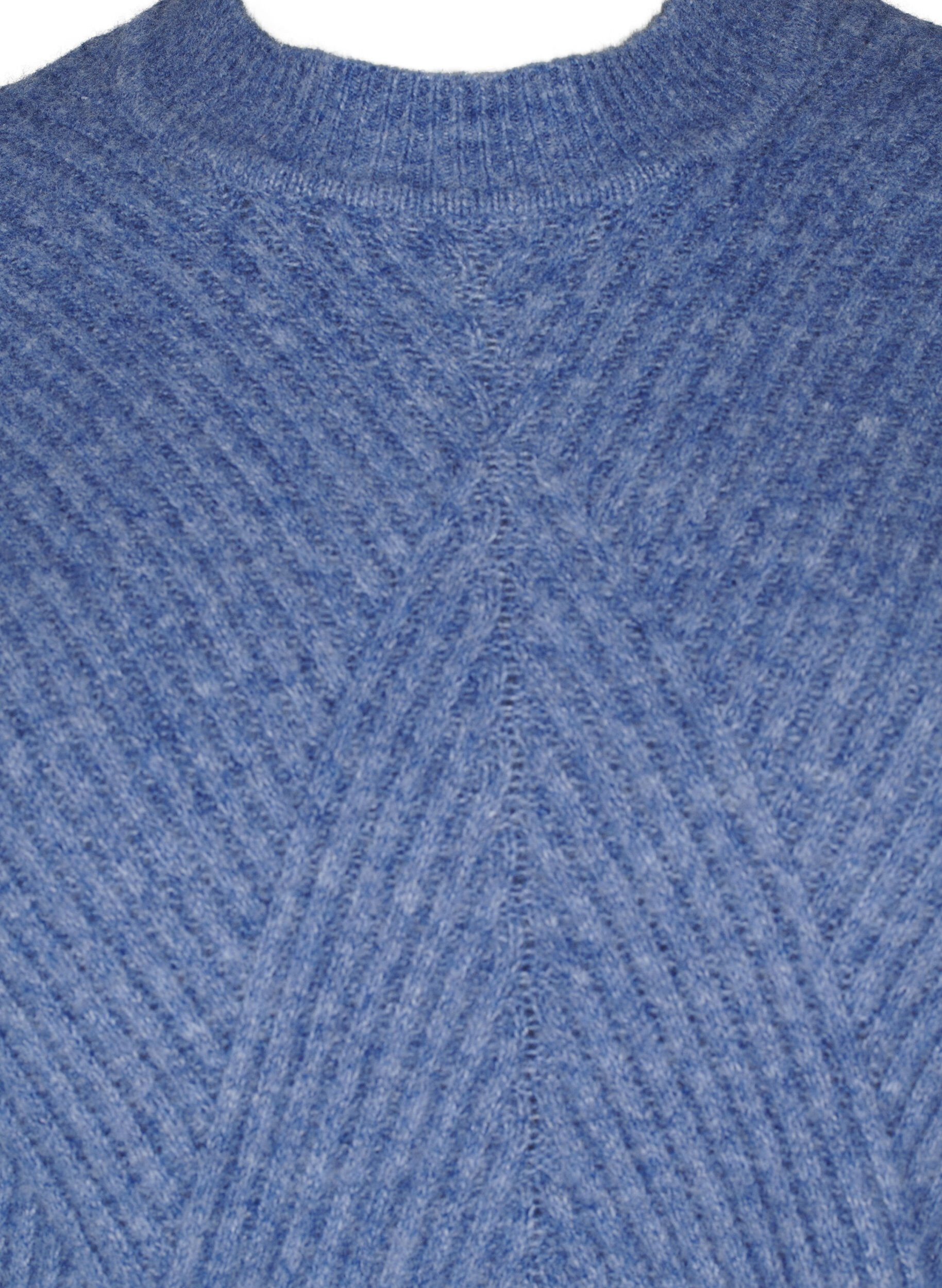 Zizzi Kort ribbestrikket kjole med rund hals, Grey Blue Mel., Packshot image number 2