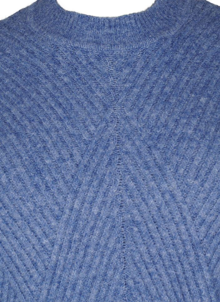 Kort ribbestrikket kjole med rund hals, Grey Blue Mel., Packshot image number 2