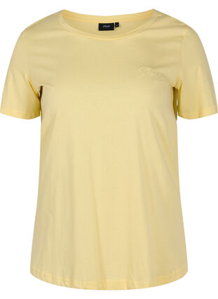 Kortermet T-skjorte i bomull med trykk, Pale Banana Shine, Packshot image number 0