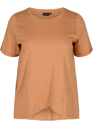 T-skjorte i bomull med korte ermer, Pecan Brown, Packshot image number 0